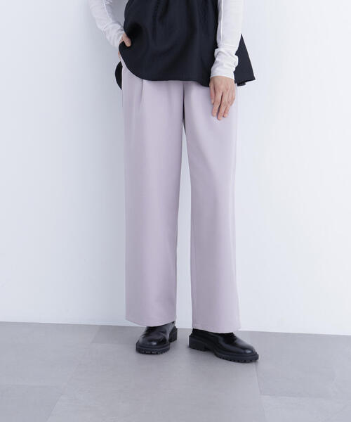 N.（N. Natural Beauty Basic）（エヌエヌナチュラルビューティーベーシック）の「ワイドツイルパンツ（スラックス・レディース・ベージュ/オフホワイト/ラベンダー・P/S/MEDIUM）」の4枚目の写真