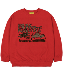 [ モ]アーカイビングオーバーサイズマンツーマンTシャツレッド