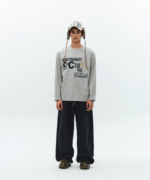 CACTUSDONUTMARKET(カクタスドーナツマーケット)の「Lettering Long Sleeve T-shirt-Melange gray(Tシャツ/カットソー・レディース・その他・MEDIUM/LARGE)」の1枚目の写真