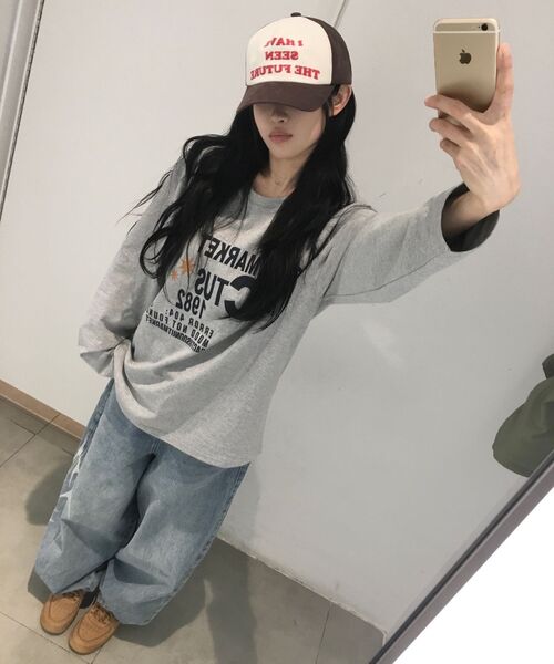 CACTUSDONUTMARKET(カクタスドーナツマーケット)の「Lettering Long Sleeve T-shirt-Melange gray(Tシャツ/カットソー・レディース・その他・MEDIUM/LARGE)」の4枚目の写真