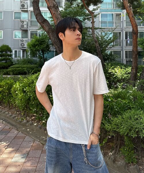 BALLUTE(バリュート)の「SLUB U-NECK HALF CROP T-SHIRTS (SHEER WHITE)(Tシャツ/カットソー・メンズ・その他・SMALL/LARGE/MEDIUM)」の4枚目の写真