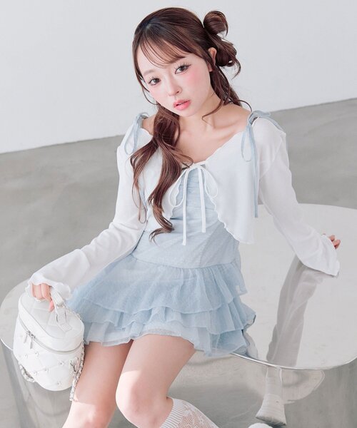 OLIVE des OLIVE（オリーブデオリーブ）の「【WEB限定】フリルキャミボレロセット（ワンピース・レディース・ブラック/サックスブルー/アイボリー・FREE）」の3枚目の写真