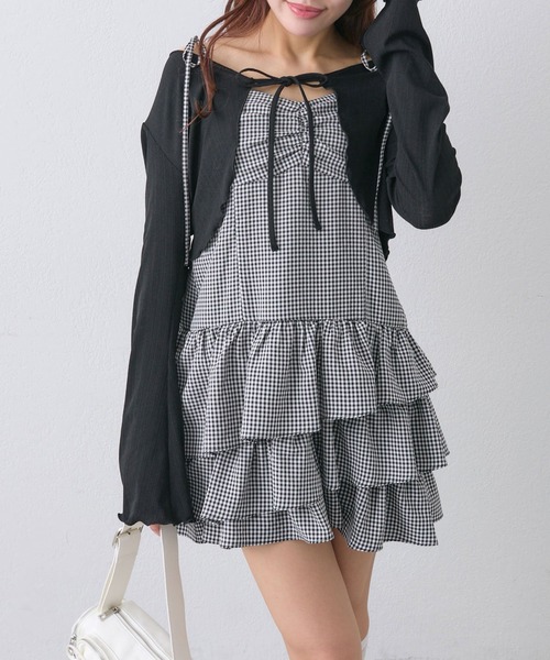 OLIVE des OLIVE（オリーブデオリーブ）の「【WEB限定】フリルキャミボレロセット（ワンピース・レディース・ブラック/サックスブルー/アイボリー・FREE）」の7枚目の写真