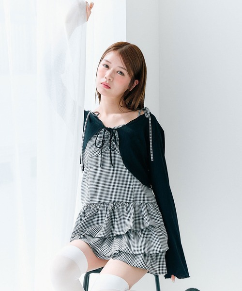OLIVE des OLIVE（オリーブデオリーブ）の「【WEB限定】フリルキャミボレロセット（ワンピース・レディース・ブラック/サックスブルー/アイボリー・FREE）」の5枚目の写真