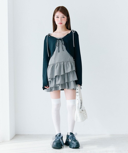 OLIVE des OLIVE（オリーブデオリーブ）の「【WEB限定】フリルキャミボレロセット（ワンピース・レディース・ブラック/サックスブルー/アイボリー・FREE）」の6枚目の写真