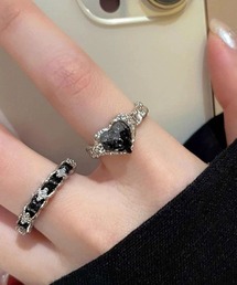 mul.（ムル）の「【456781】ブラックハートリング2個セット(RZ)（リング）」