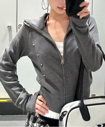 レディースのパーカー(グレー/灰色系・ジップアップ)ファッション レディースのパーカー(グレー/灰色系・ジップアップ)ファッション