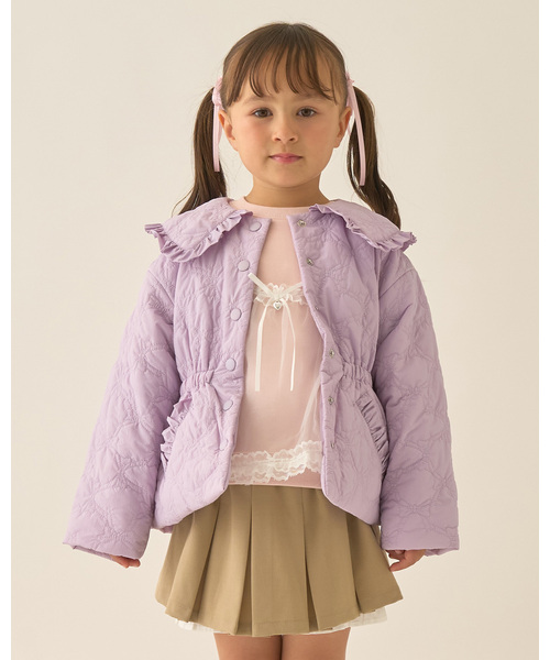 Lycee mine(리세마인)의 「【Lycee mine 발레 시리즈】미들 길이 리본 퀼팅 재킷(블루존)」｜라벤더