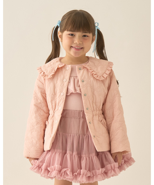 Lycee mine(리세마인)의 「【Lycee mine 발레 시리즈】미들 길이 리본 퀼팅 재킷(블루존)」｜베이비 핑크