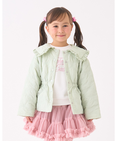 Lycee mine(리세마인)의 「【Lycee mine 발레 시리즈】미들 길이 리본 퀼팅 재킷(블루존)」｜민트