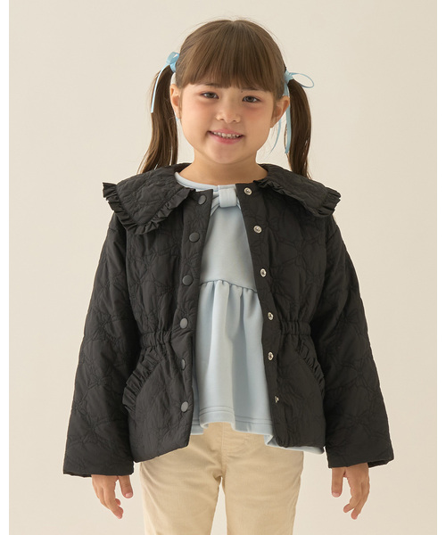 Lycee mine(리세마인)의 「【Lycee mine 발레 시리즈】미들 길이 리본 퀼팅 재킷(블루존)」｜블랙