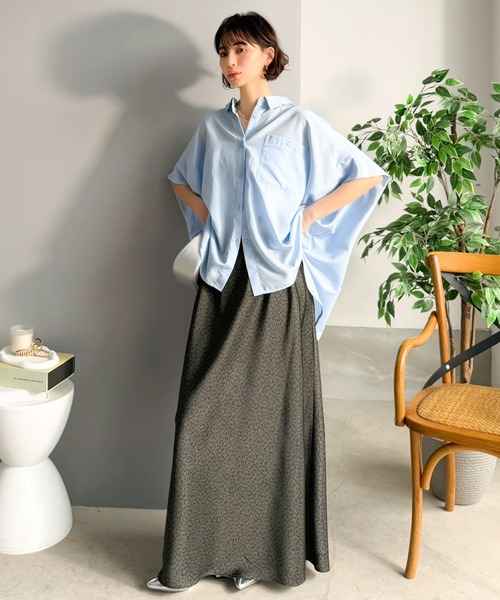 Classical Evon（クラシカルエヴォン）の「【Classical Evon】細見えシルエット◎さらさらで快適。上品な光沢。サテン生地 ウエストギャザーナローロングスカート ドット柄 レオパード柄（スカート・レディース・ブラウン系/ブラック/アイボリー系/グレー系・X-LARGE/SMALL/MEDIUM/LARGE）」の10枚目の写真