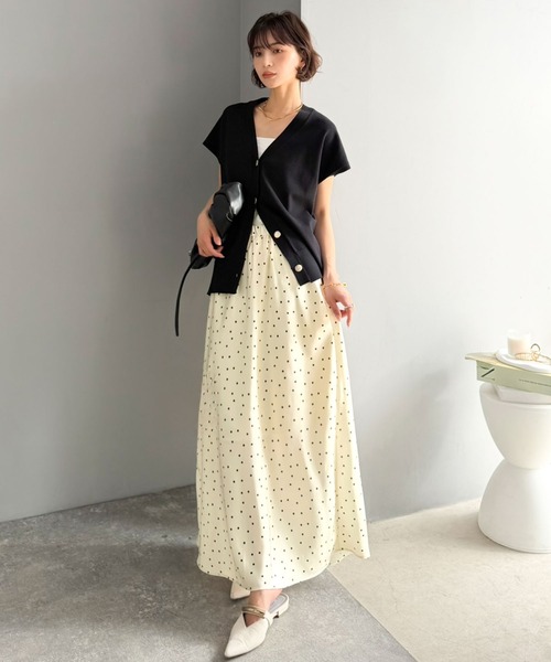 Classical Evon（クラシカルエヴォン）の「【Classical Evon】細見えシルエット◎さらさらで快適。上品な光沢。サテン生地 ウエストギャザーナローロングスカート ドット柄 レオパード柄（スカート・レディース・ブラウン系/ブラック/アイボリー系/グレー系・X-LARGE/SMALL/MEDIUM/LARGE）」の22枚目の写真
