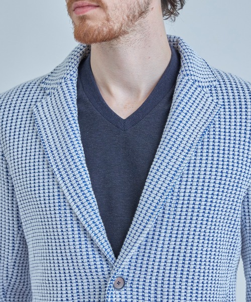 MEN'S BIGI(メンズビギ)の「オニワッフル 2Bライトジャケット(テーラードジャケット・メンズ・ブルー/ベージュ・01/02/03/04)」の6枚目の写真