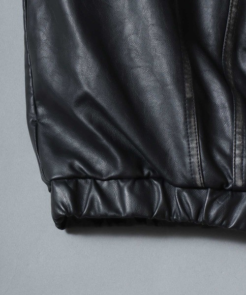ANPAS(アンパス)の「Faux Leather Classic Trucker Jacket / フェイクレザートラッカージャケット PU加工ダブルジップGジャン メンズ レディース ユニセックス アウター(ブルゾン・メンズ・ブラック/ブラウン・M/L)」の13枚目の写真