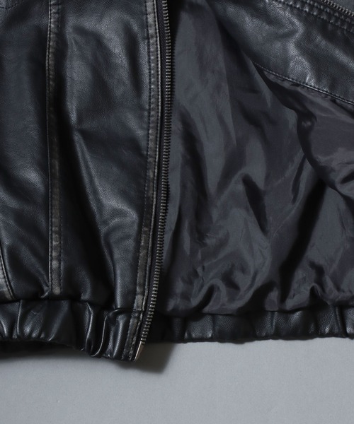 ANPAS(アンパス)の「Faux Leather Classic Trucker Jacket / フェイクレザートラッカージャケット PU加工ダブルジップGジャン メンズ レディース ユニセックス アウター(ブルゾン・メンズ・ブラック/ブラウン・M/L)」の14枚目の写真