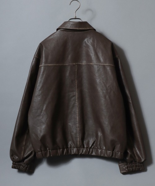 ANPAS(アンパス)の「Faux Leather Classic Trucker Jacket / フェイクレザートラッカージャケット PU加工ダブルジップGジャン メンズ レディース ユニセックス アウター(ブルゾン・メンズ・ブラック/ブラウン・M/L)」の6枚目の写真