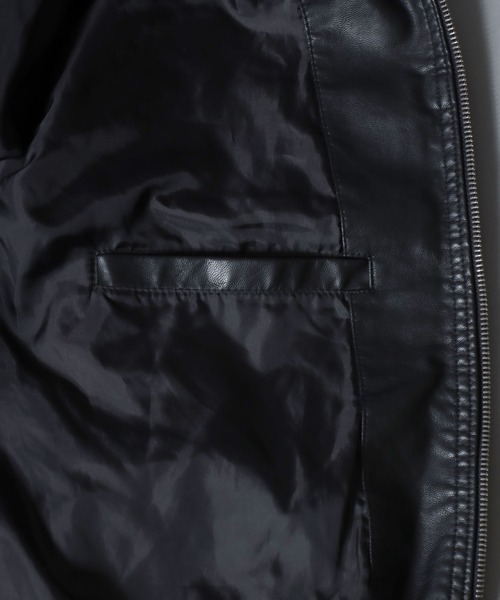 ANPAS(アンパス)の「Faux Leather Classic Trucker Jacket / フェイクレザートラッカージャケット PU加工ダブルジップGジャン メンズ レディース ユニセックス アウター(ブルゾン・メンズ・ブラック/ブラウン・M/L)」の16枚目の写真