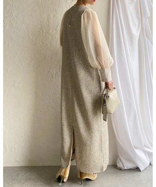 She's Closet(シーズクローゼット)の「【低身長サイズ有】異素材切り替え長袖シアージャガードロング丈ドッキングワンピース(ワンピース・レディース・ブラック/アイボリー/ブラック系その他・FREE/SHORT)」の11枚目の写真