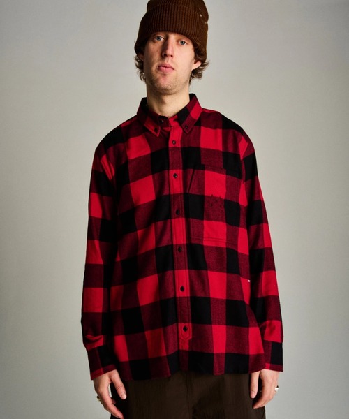 POP TRADING COMPANY(ポップトレーディングカンパニー)の「Pop Trading Company/ポップトレーディングカンパニー シャツ CHECKED BD SHIRT(シャツ/ブラウス・メンズ・レッド・L/M/S)」の1枚目の写真