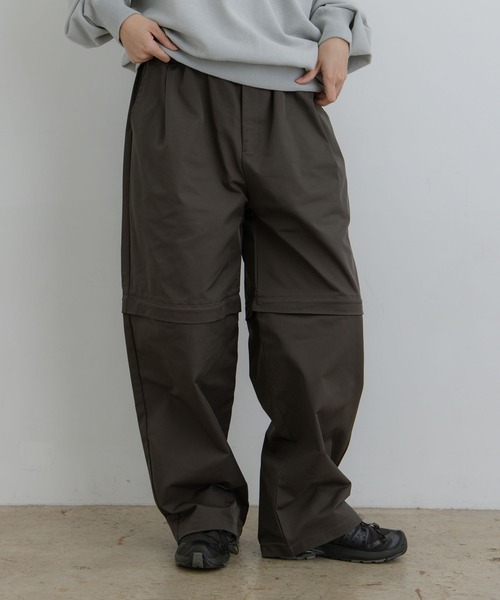flaner（フラネ）の「Detachable 2way pants / デタッチャブル2wayパンツ（その他パンツ・レディース・グレー/ホワイト・MEDIUM/LARGE）」の2枚目の写真