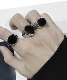 WESTBOY（ウエストボーイ）の「ユニセックス ブラック シルバー スクエアー オーバル カレッジリング WO25W16AC01（リング）」