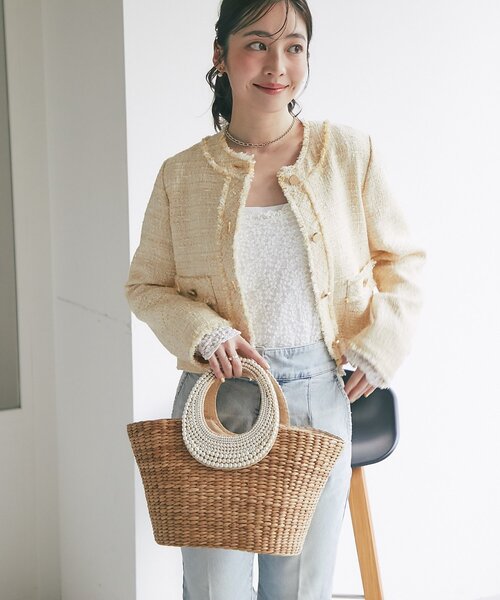 La boutique BonBon（ラブティックボンボン）の「パールハンドルバスケットL（かごバッグ・レディース・ベージュ・FREE）」の21枚目の写真