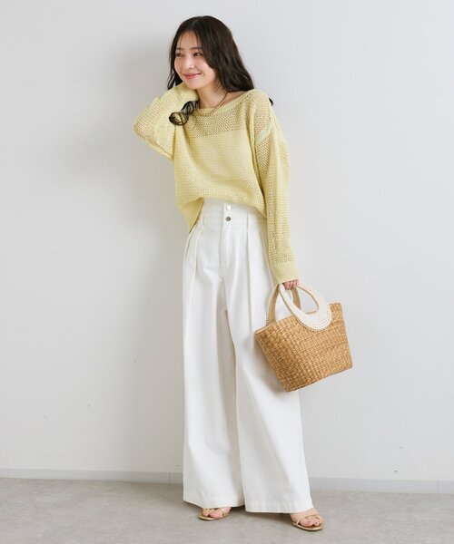 La boutique BonBon（ラブティックボンボン）の「パールハンドルバスケットL（かごバッグ・レディース・ベージュ・FREE）」の4枚目の写真