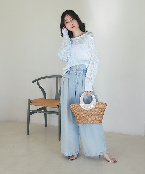 La boutique BonBon（ラブティックボンボン）の「パールハンドルバスケットL（かごバッグ・レディース・ベージュ・FREE）」の5枚目の写真