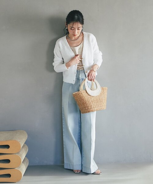 La boutique BonBon（ラブティックボンボン）の「パールハンドルバスケットL（かごバッグ・レディース・ベージュ・FREE）」の6枚目の写真