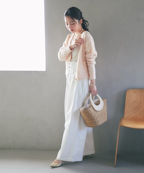 La boutique BonBon（ラブティックボンボン）の「パールハンドルバスケットL（かごバッグ・レディース・ベージュ・FREE）」の7枚目の写真