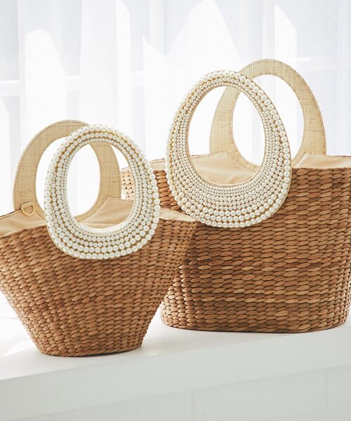 La boutique BonBon（ラブティックボンボン）の「パールハンドルバスケットL（かごバッグ・レディース・ベージュ・FREE）」の9枚目の写真