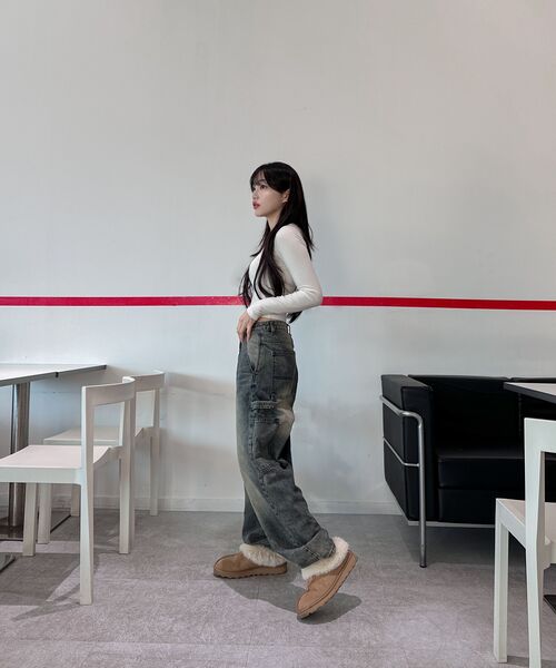 ACSHI(アクシ)の「ヴィンテージウォッシングカーペンターバルーンフィットデニムパンツユニセックス(ブラック)(デニムパンツ・メンズ・その他・S/M/L/XL/XS/XXL)」の4枚目の写真