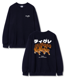 TI.GLAKE（ティーグレイク）の「スリータイガー オーバーサイズ 裏毛 スウェットシャツ ネイビー（スウェット）」