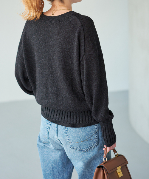 Spick & Span(スピックアンドスパン)の「レーヨンペーパーヤーンVネックカーディガン(カーディガン/ボレロ・レディース・ブラック/グリーン/ベージュ・FREE)」の11枚目の写真