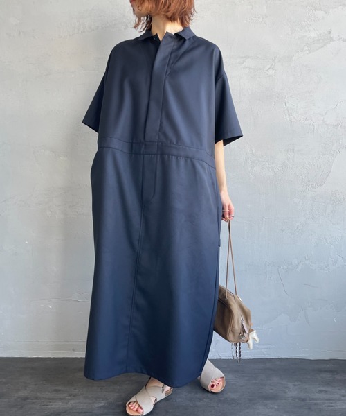 mizuiroind（ミズイロインド）の「[mizuiro ind/ミズイロインド] ペインターライクワンピース（ワンピース・レディース・ネイビー/ブラック・F）」の13枚目の写真