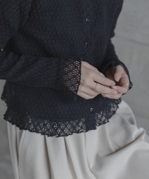 URBAN RESEARCH Sonny Label(アーバンリサーチサニーレーベル)の「レースシャーリングフリルカットソー(Tシャツ/カットソー・レディース・ブラック/ホワイト系その他・FREE)」の10枚目の写真