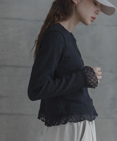 URBAN RESEARCH Sonny Label(アーバンリサーチサニーレーベル)の「レースシャーリングフリルカットソー(Tシャツ/カットソー・レディース・ブラック/ホワイト系その他・FREE)」の13枚目の写真