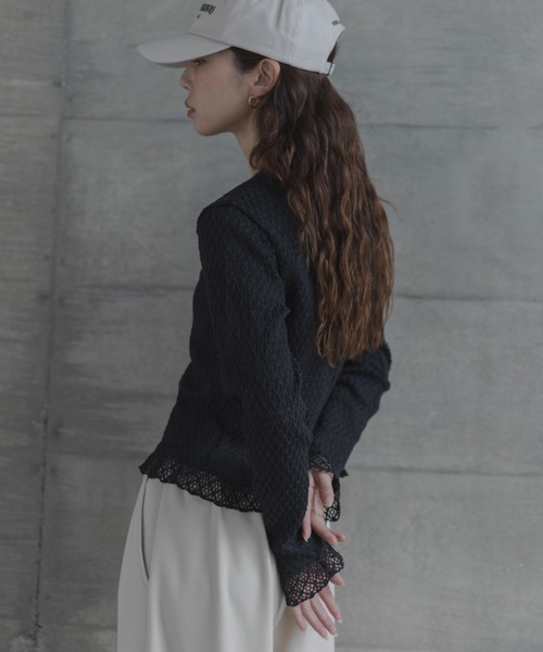 URBAN RESEARCH Sonny Label(アーバンリサーチサニーレーベル)の「レースシャーリングフリルカットソー(Tシャツ/カットソー・レディース・ブラック/ホワイト系その他・FREE)」の14枚目の写真