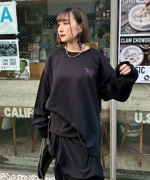 セール】【Mavie..7】アソートカラー胸刺繍スウェットプルオーバー