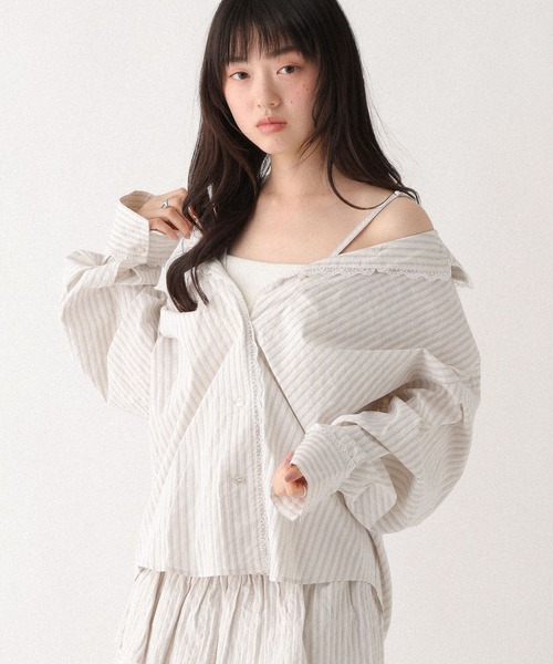 Heather(ヘザー)の「2WAYレースパジャマシャツ 656550(シャツ/ブラウス・レディース・アイボリー/ベージュ系その他/ブルー系その他・FREE)」の2枚目の写真