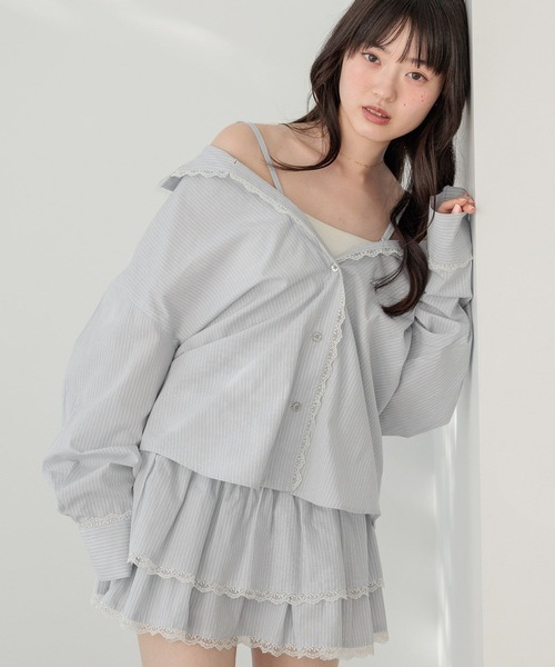 Heather(ヘザー)の「2WAYレースパジャマシャツ 656550(シャツ/ブラウス・レディース・アイボリー/ベージュ系その他/ブルー系その他・FREE)」の4枚目の写真