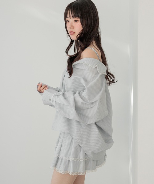 Heather(ヘザー)の「2WAYレースパジャマシャツ 656550(シャツ/ブラウス・レディース・アイボリー/ベージュ系その他/ブルー系その他・FREE)」の7枚目の写真