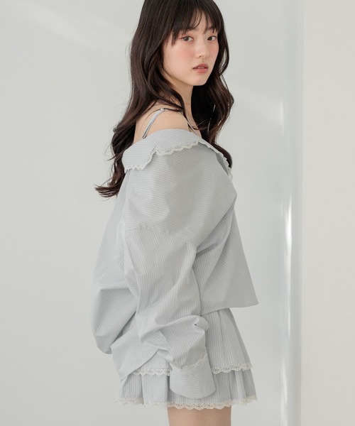 Heather(ヘザー)の「2WAYレースパジャマシャツ 656550(シャツ/ブラウス・レディース・アイボリー/ベージュ系その他/ブルー系その他・FREE)」の8枚目の写真