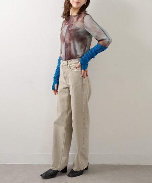 MAISON BREEZE reveur(メゾンブリーズレヴール)の「【MAISON BREEZE reveur】袖口配色プリントチュールシアートップス trc(Tシャツ/カットソー・レディース・ブラウン/モカ/ブラック・FREE)」の18枚目の写真
