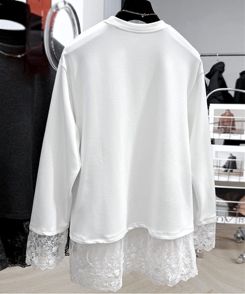 JOHNNY WOLF(ジョニーウルフ)の「MARULUK レースドッキング ルーズ Tシャツ(Tシャツ/カットソー・レディース・ブラック/ホワイト・FREE)」の8枚目の写真