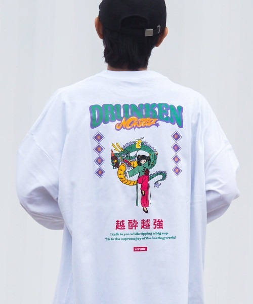 Leyline(レイライン)の「【Leyline】Drunken master l/s tee(DRAGON)(Tシャツ/カットソー・メンズ・ブラック/ホワイト・XL/L/M)」の2枚目の写真