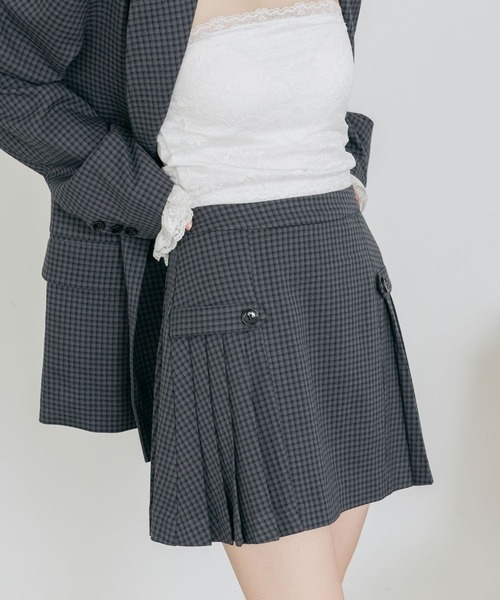Heather（ヘザー）の「サイドプリーツミニスカート　652974（スカート・レディース・グレー/グレー系その他/ベージュ系その他/キャメル・S/M）」の3枚目の写真