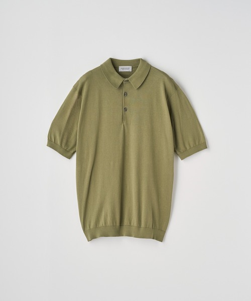 JOHN SMEDLEY(ジョンスメドレー)の「半袖コットンニットポロシャツ(ポロシャツ・メンズ・グリーン系1・L)」の1枚目の写真