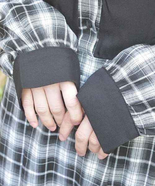 axes femme(アクシーズファム)の「チェック切替シャツワンピース(ワンピース・レディース・ブラック/ベージュ/ピンク・MEDIUM)」の8枚目の写真